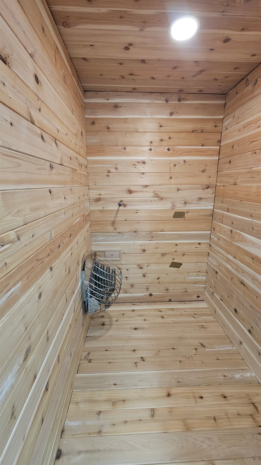 Self-built sauna interior shared by Kevin Brass.