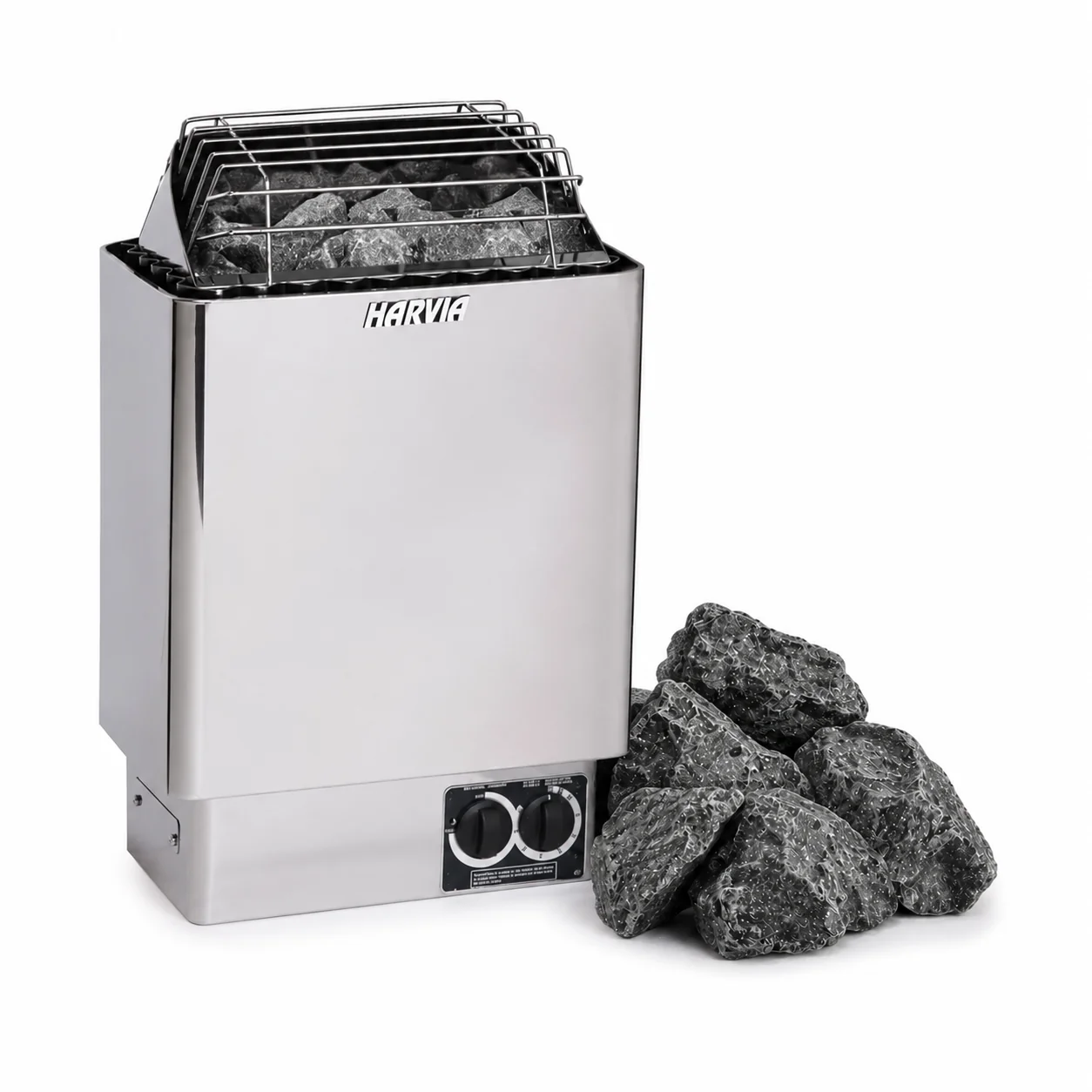 Harvia KIP complete sauna heater package with built-in controls and stones